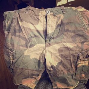 Camo cargo shorts.